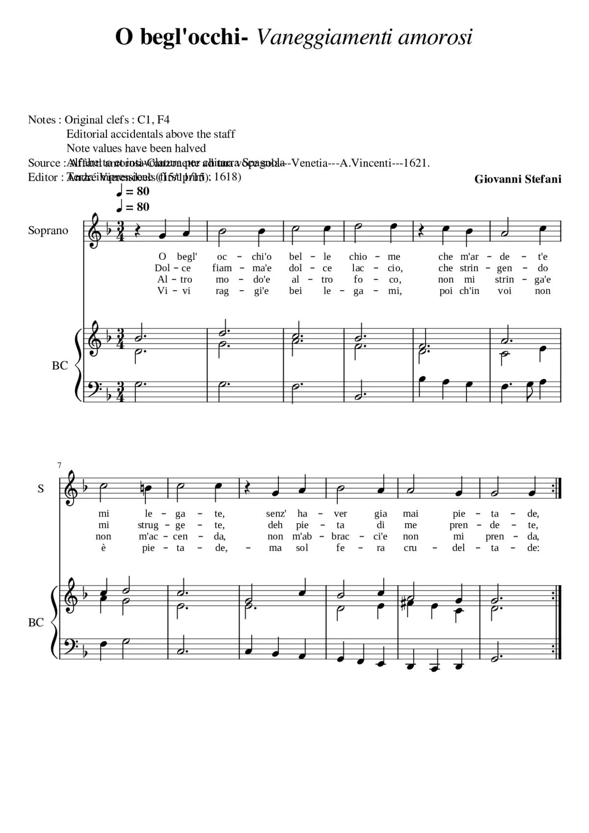 O begl'occhi - Vaneggiamenti amorosi - Page 1