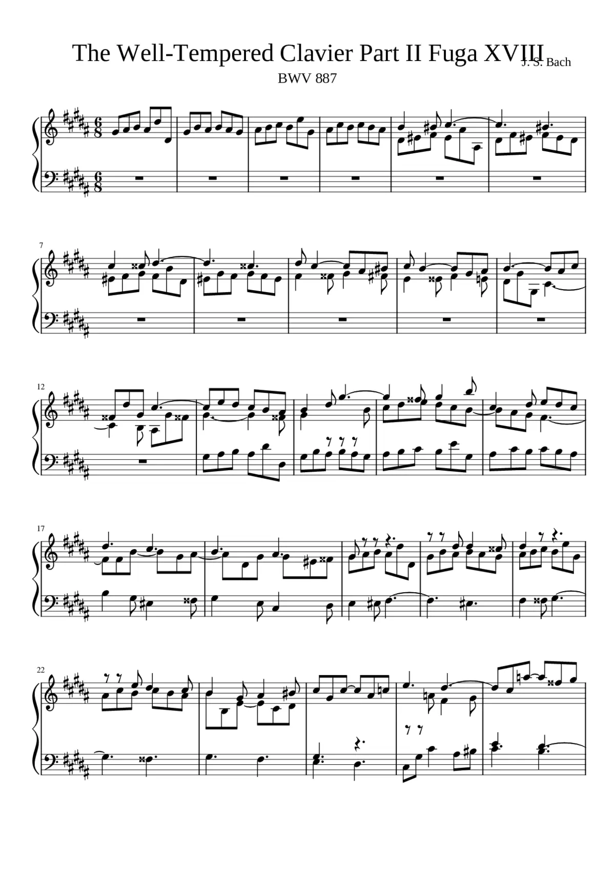 Prelude and Fugue in G-sharp minor BWV 887 - Page 1