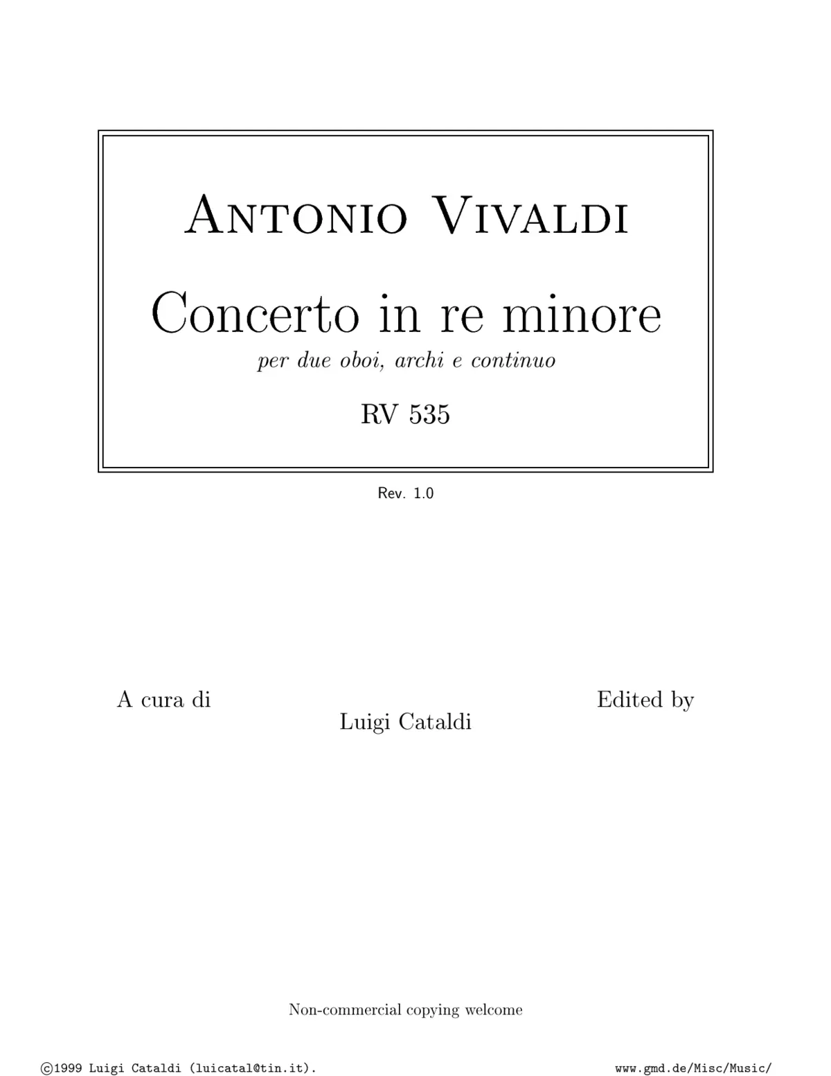 Concerto for 2 Oboes in D minor - Page 1
