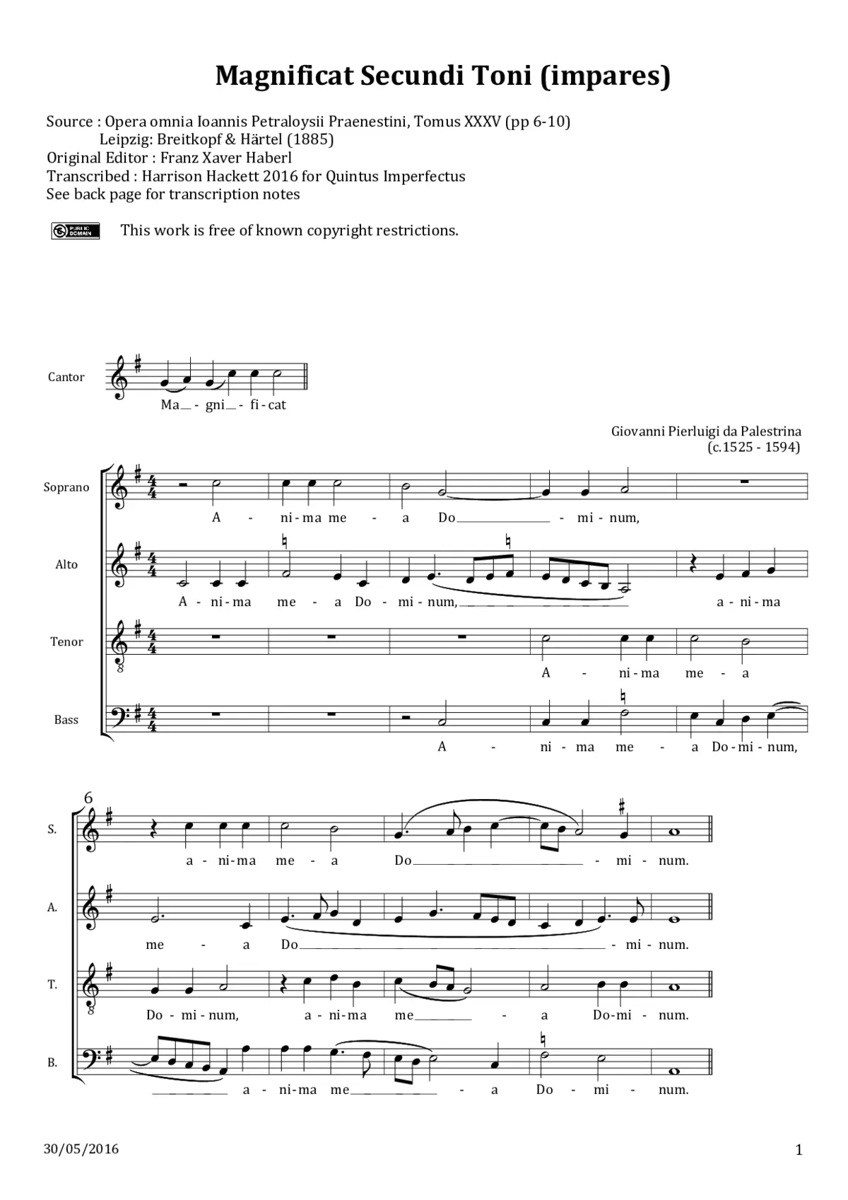 Magnificat secundi toni a 4, impares - Page 1