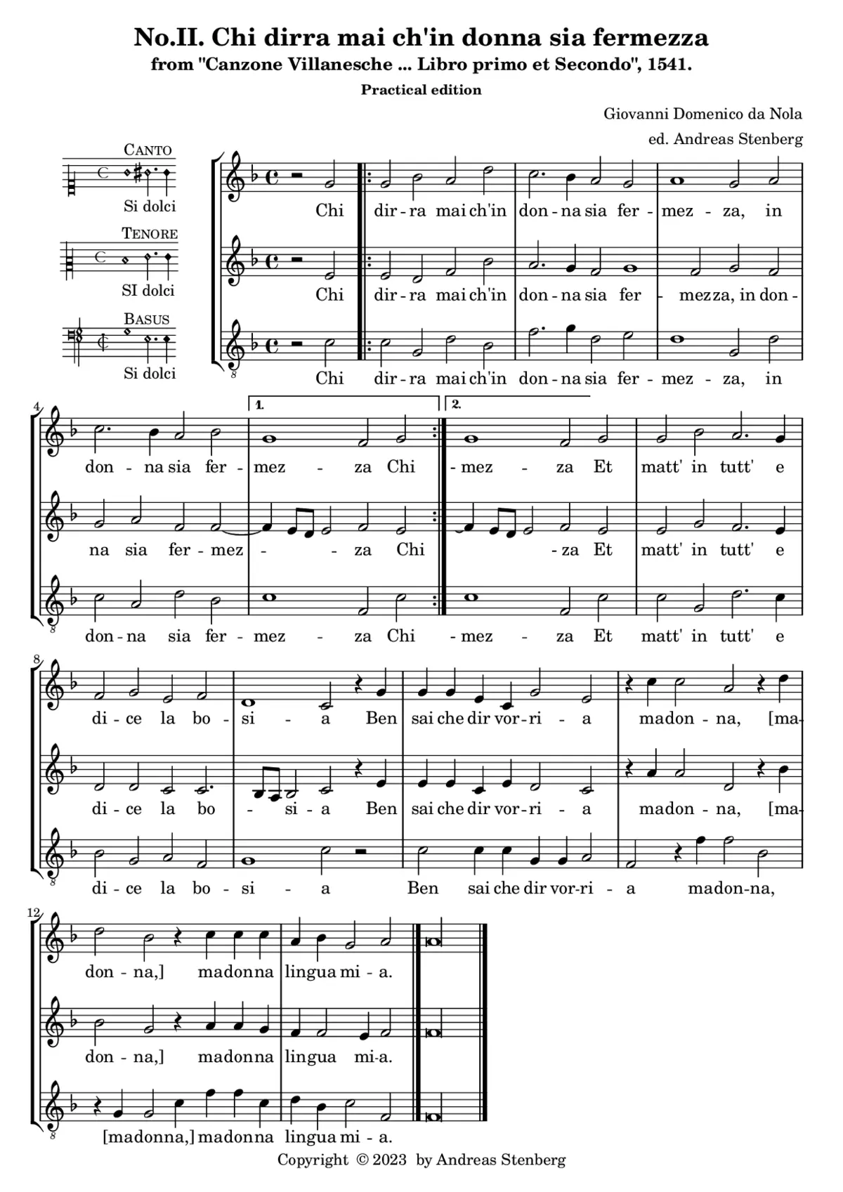 Chi dirra mai ch'in donna sia fermezza - Page 1