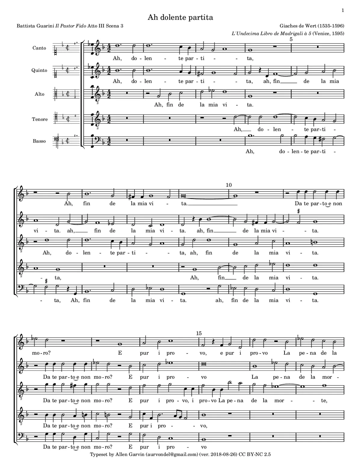 Ah dolente partita - Page 1