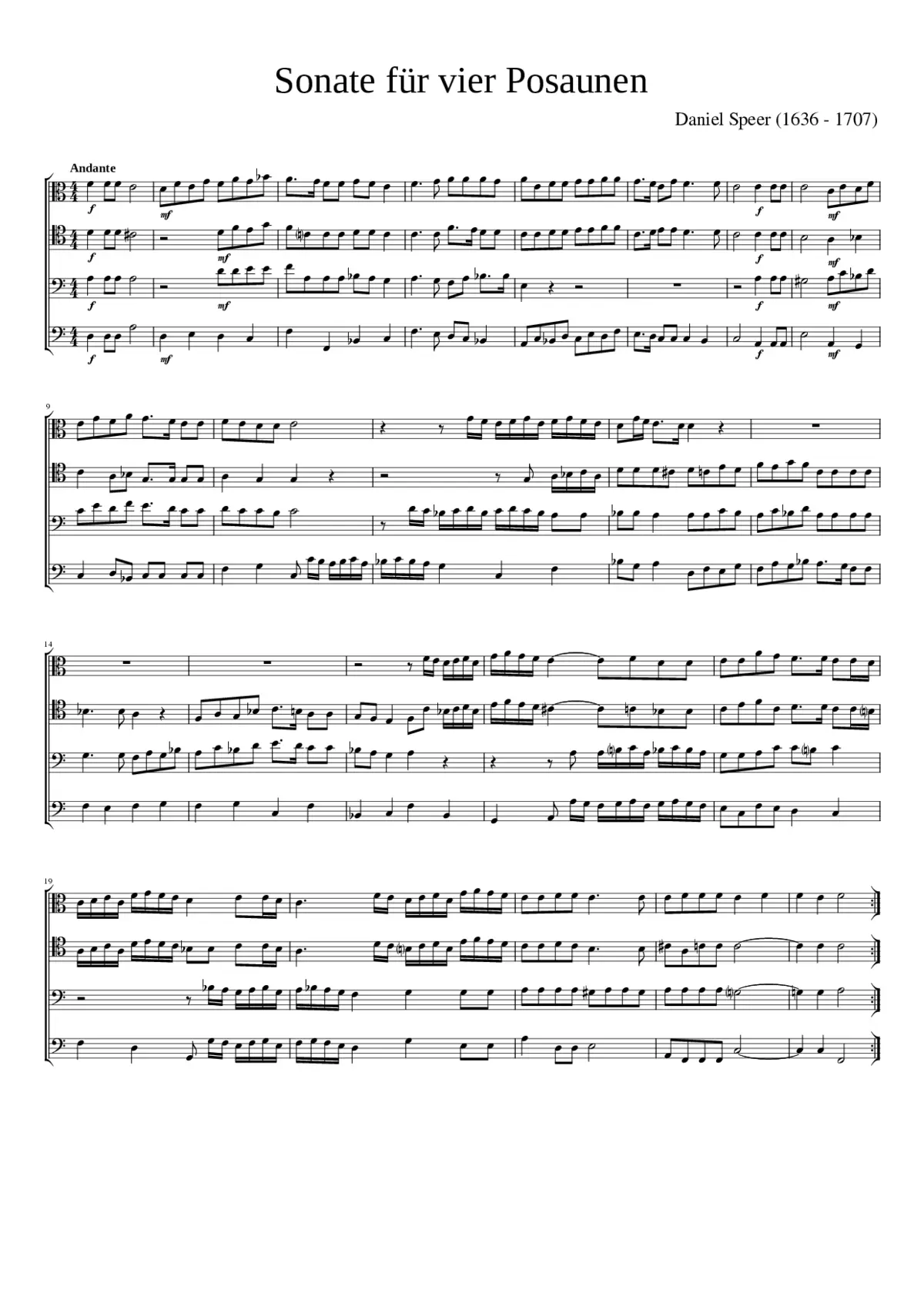 Sonata for four Trombones - Page 1