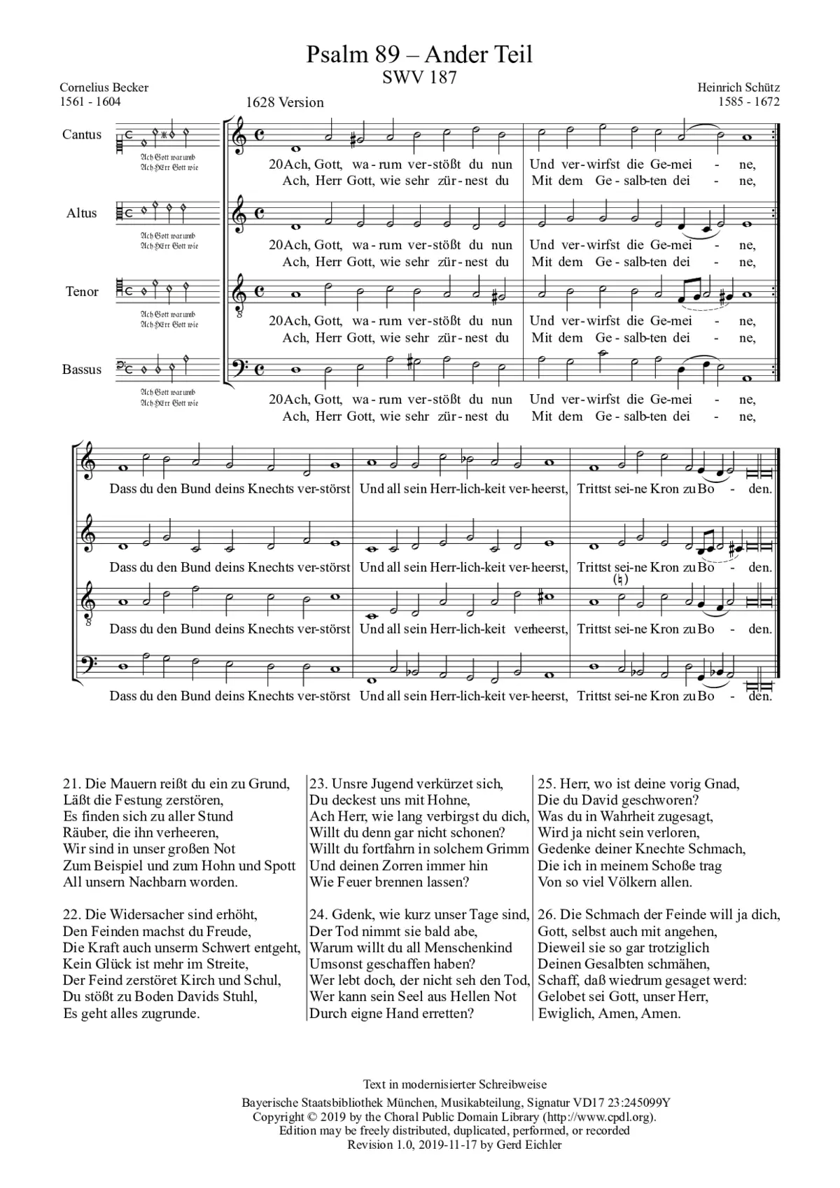 Ach Gott, warum verstößt du nun, SWV 187 - Page 1