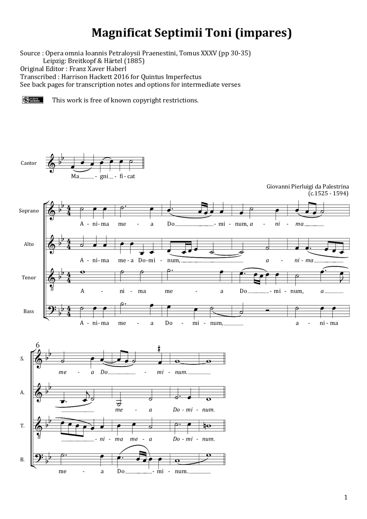 Magnificat septimi toni a 4, impares - Page 1