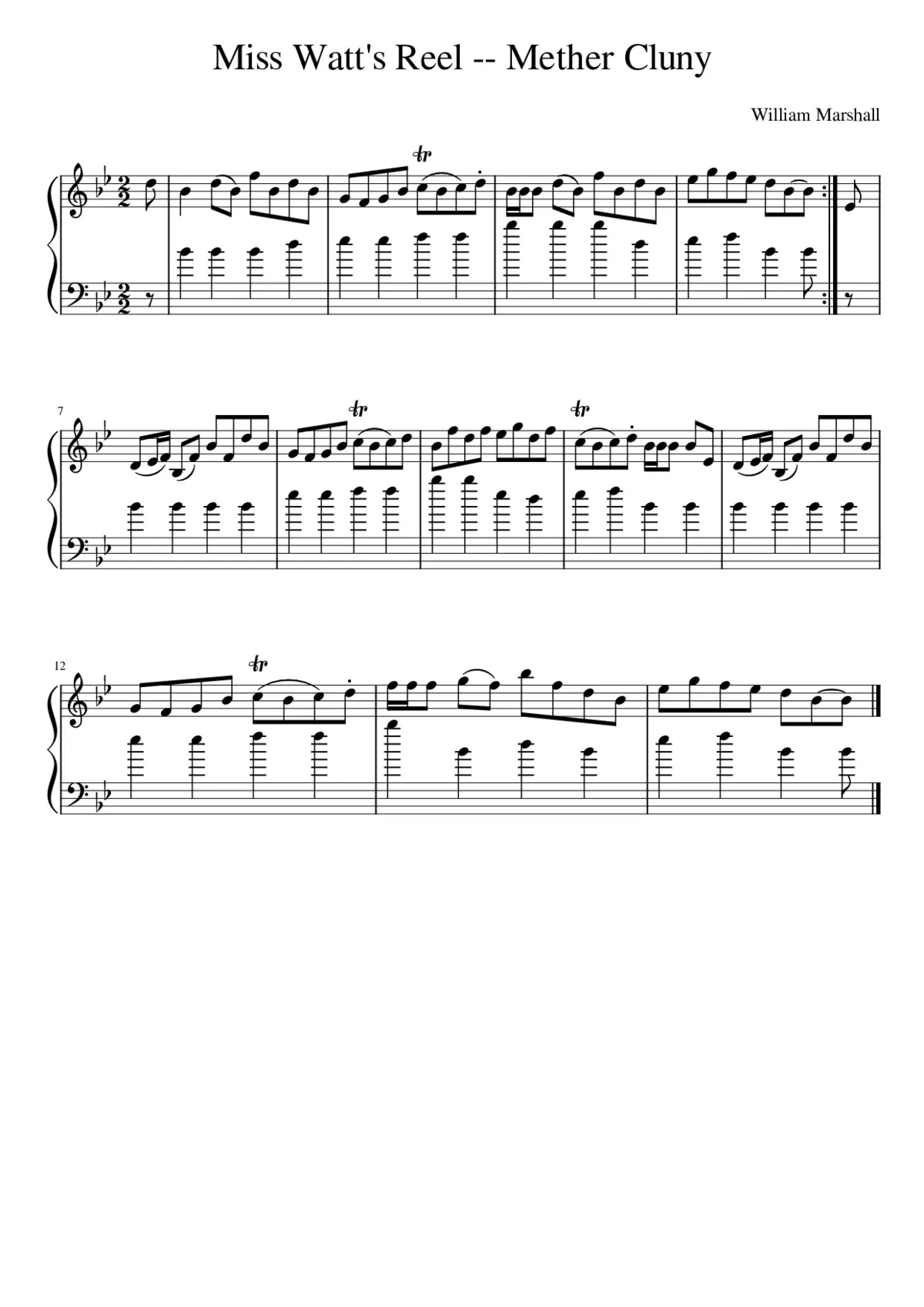 Miss Watt's Reel -- Mether Cluny - Page 1