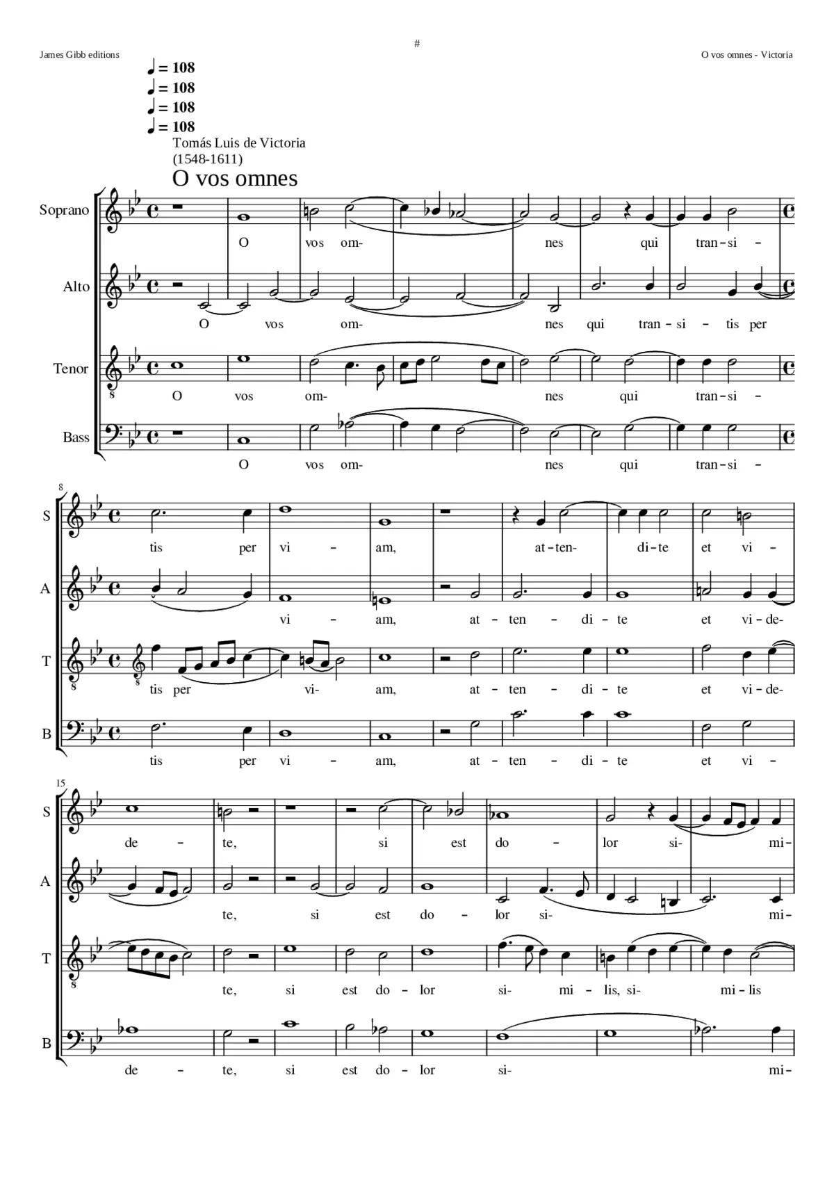 O vos omnes (not to be confused with the 1585 setting for unmixed voices) - Page 1