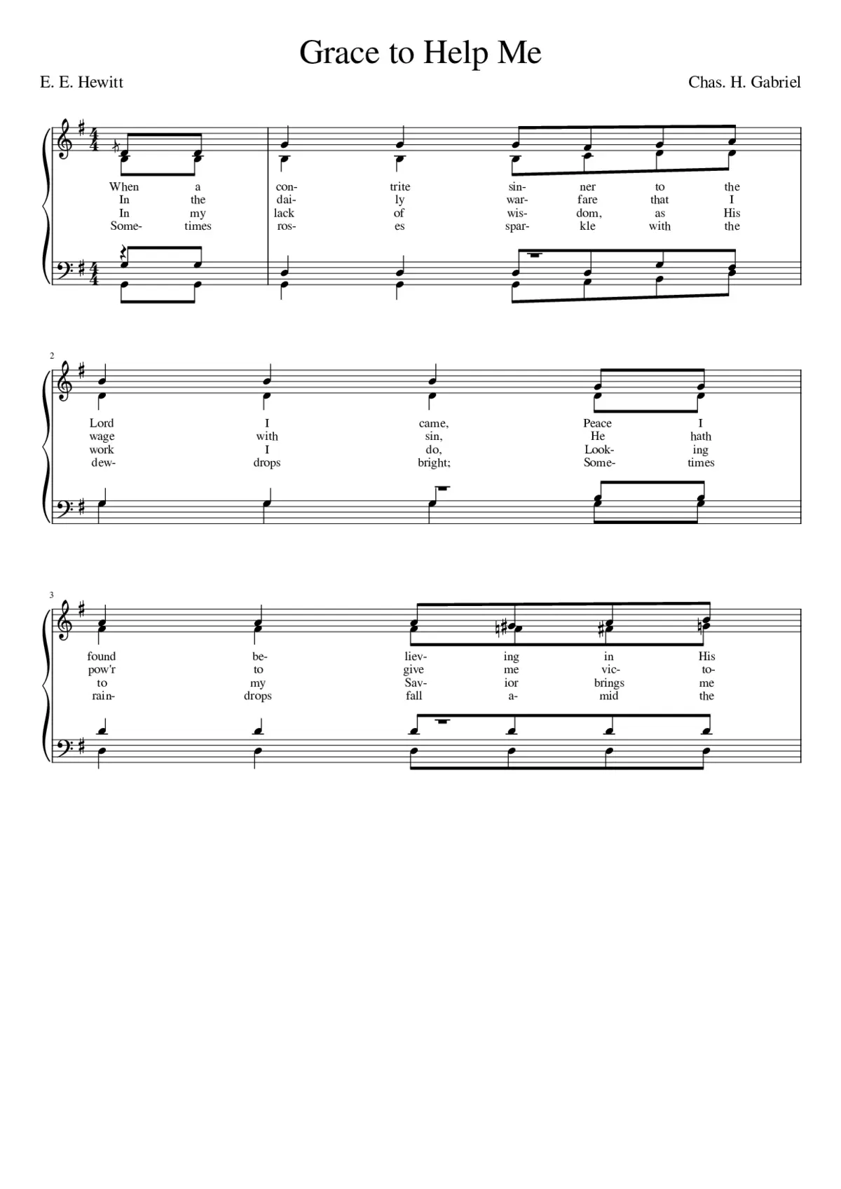 When a contrite sinner to the Lord I came (Gabriel) - Chas. H. Gabriel - Page 1