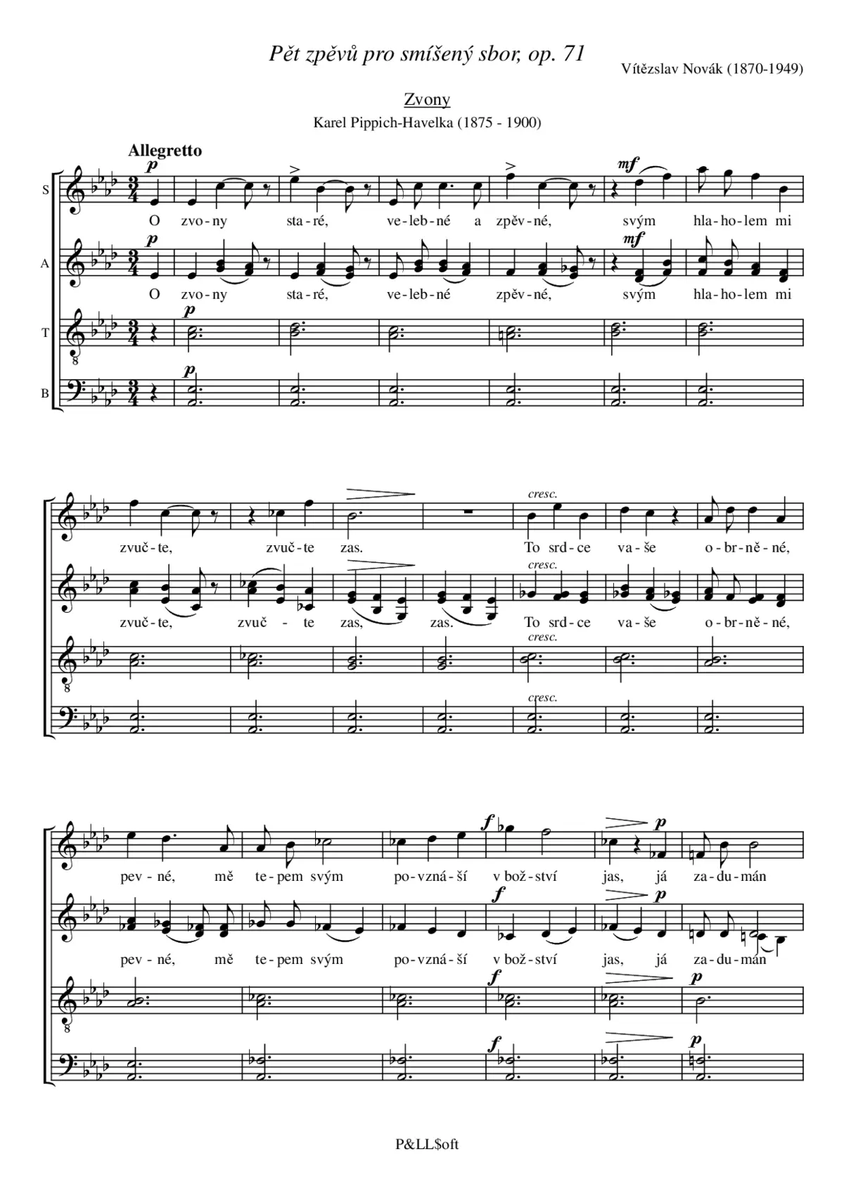 5 zpěvů pro smíšený sbor, op. 71 - Page 1