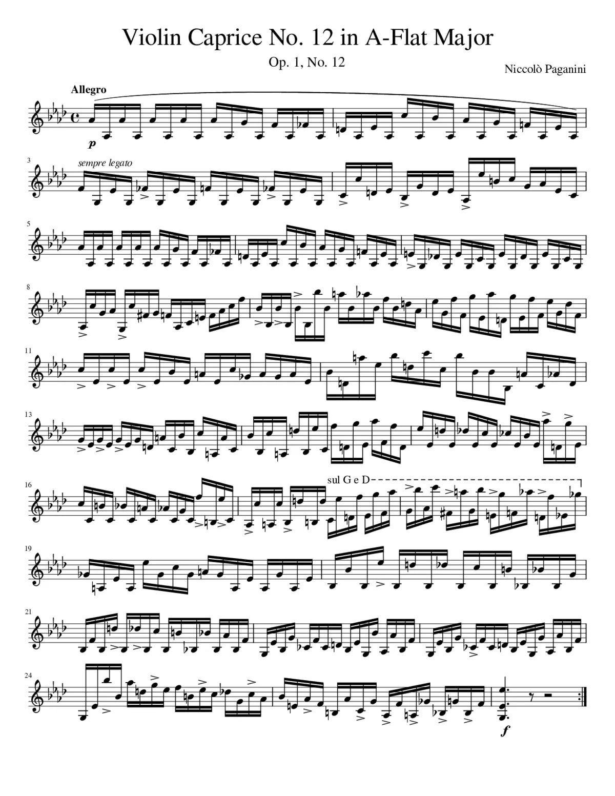 24 Caprices for Solo Violin Op.1 - Page 1