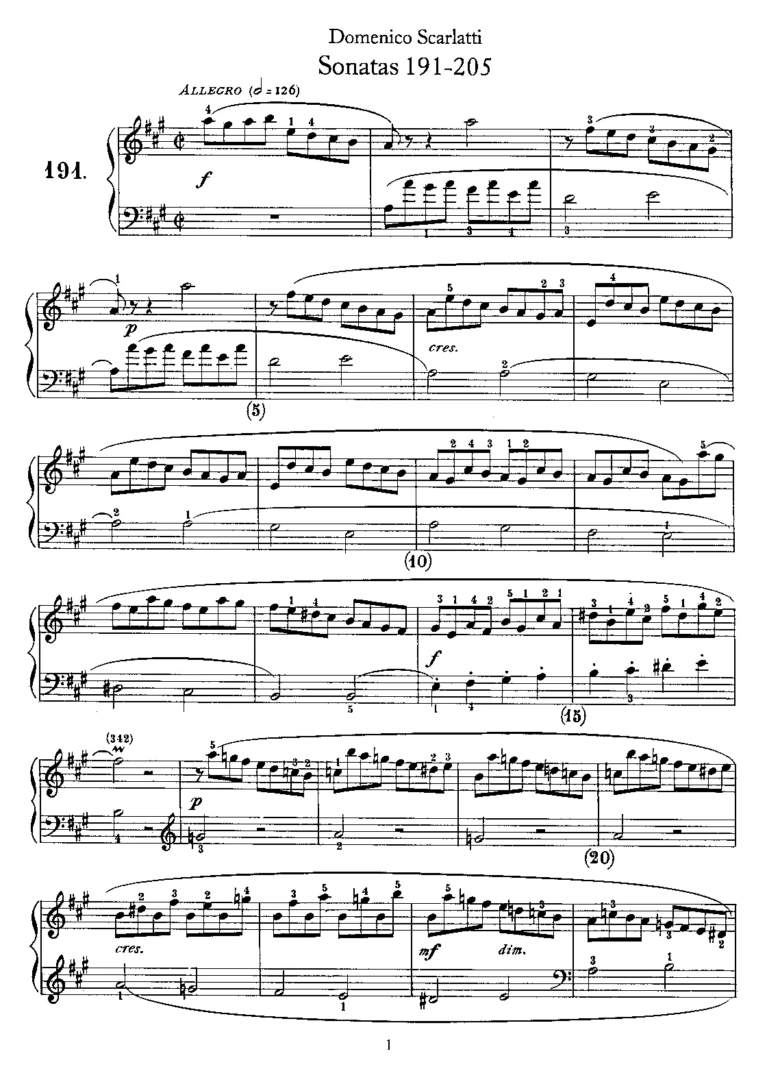 Keyboard Sonata in A major - Page 1
