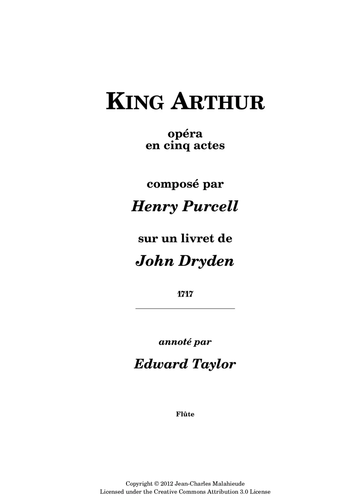 King Arthur, or The British Worthy - Page 1