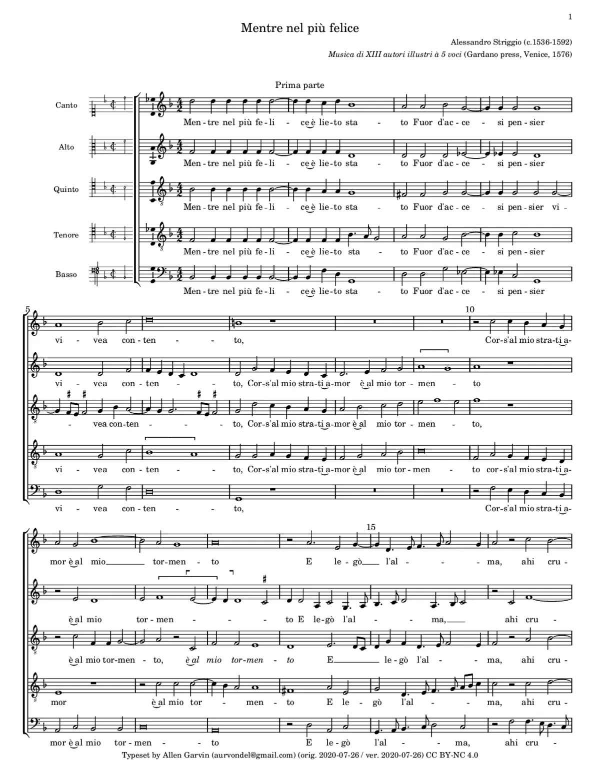 Mentre nel piu felice - Page 1