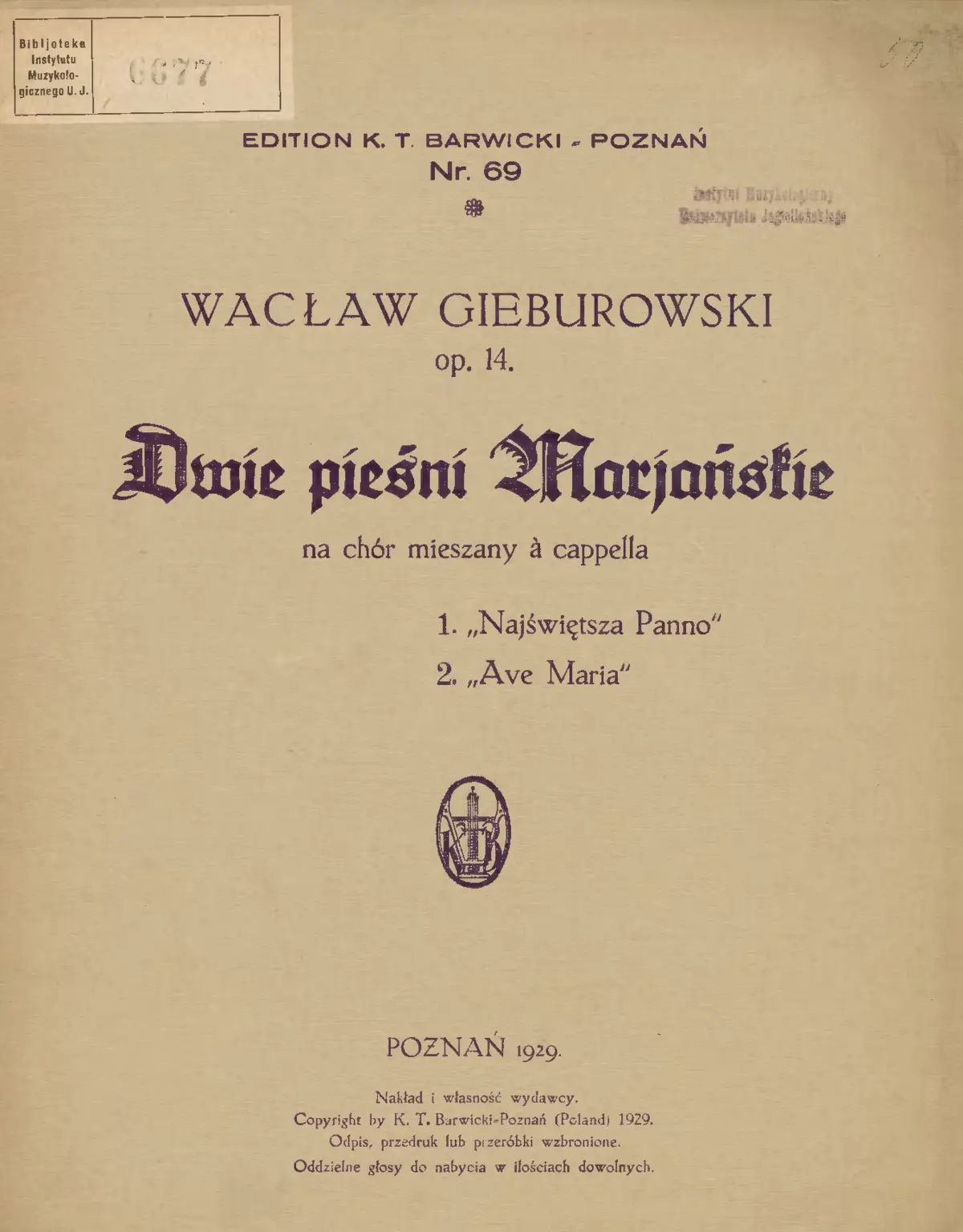 2 Pieśni marjańskie - Page 1