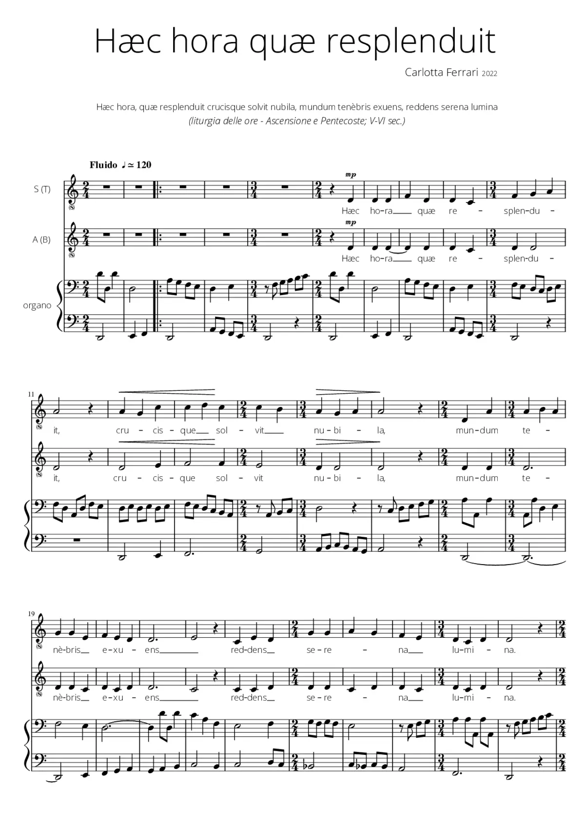Hæc hora quæ resplenduit - Page 1