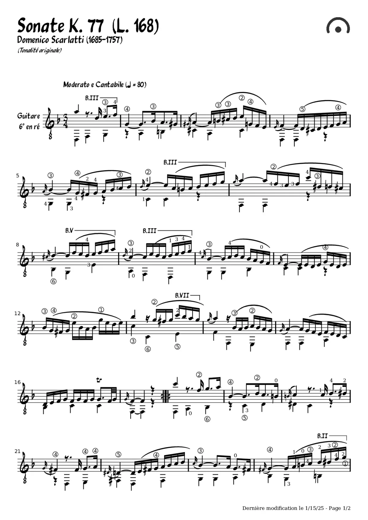 Sonata K.77 - Page 1