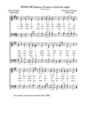 Rejoice, O land, in God thy might