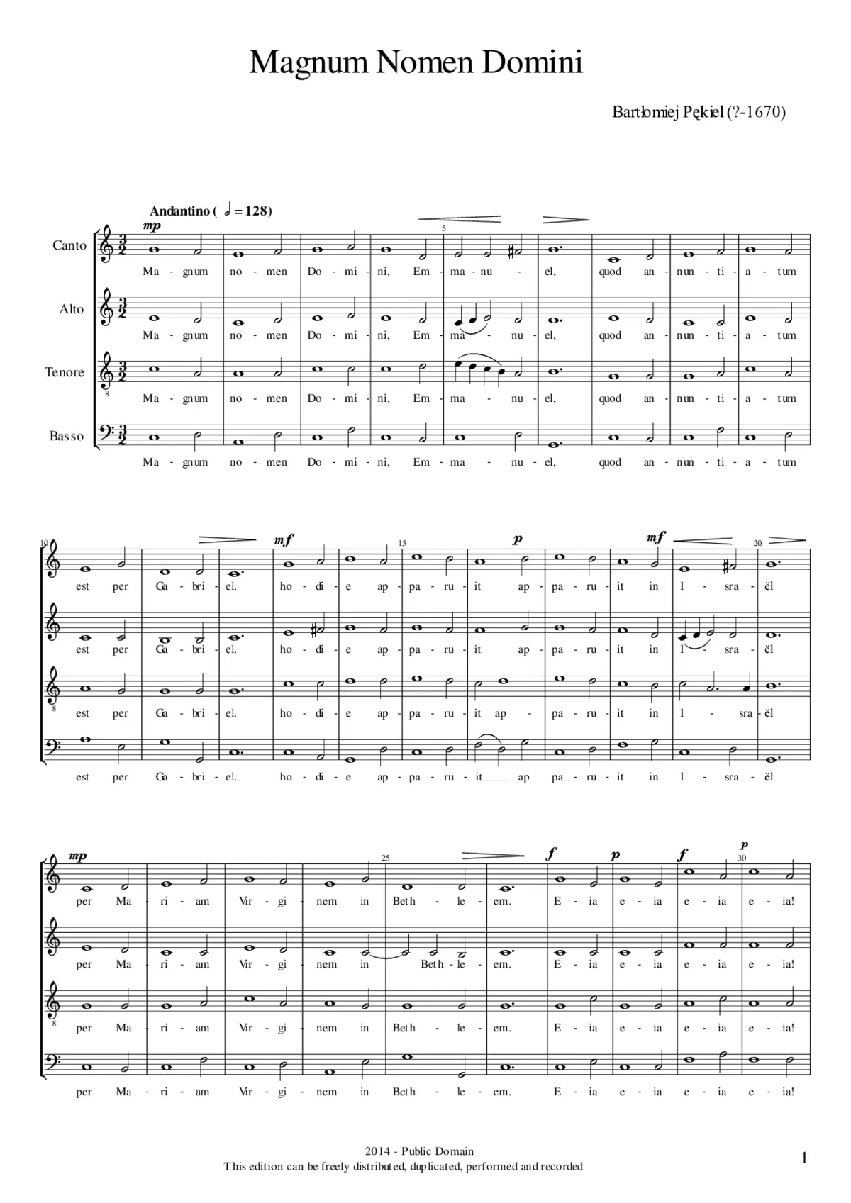 Magnum nomen domini Emmanuel - Page 1