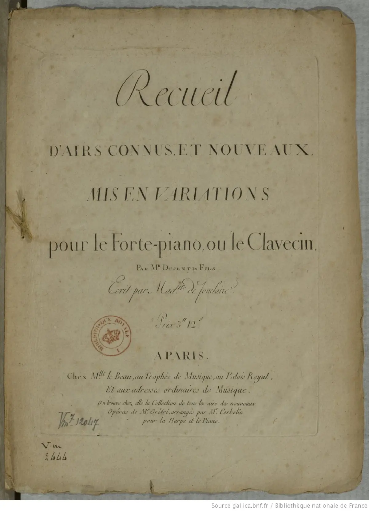2 Airs from 'L'amitié à l'epreuve' with Variations - Page 1