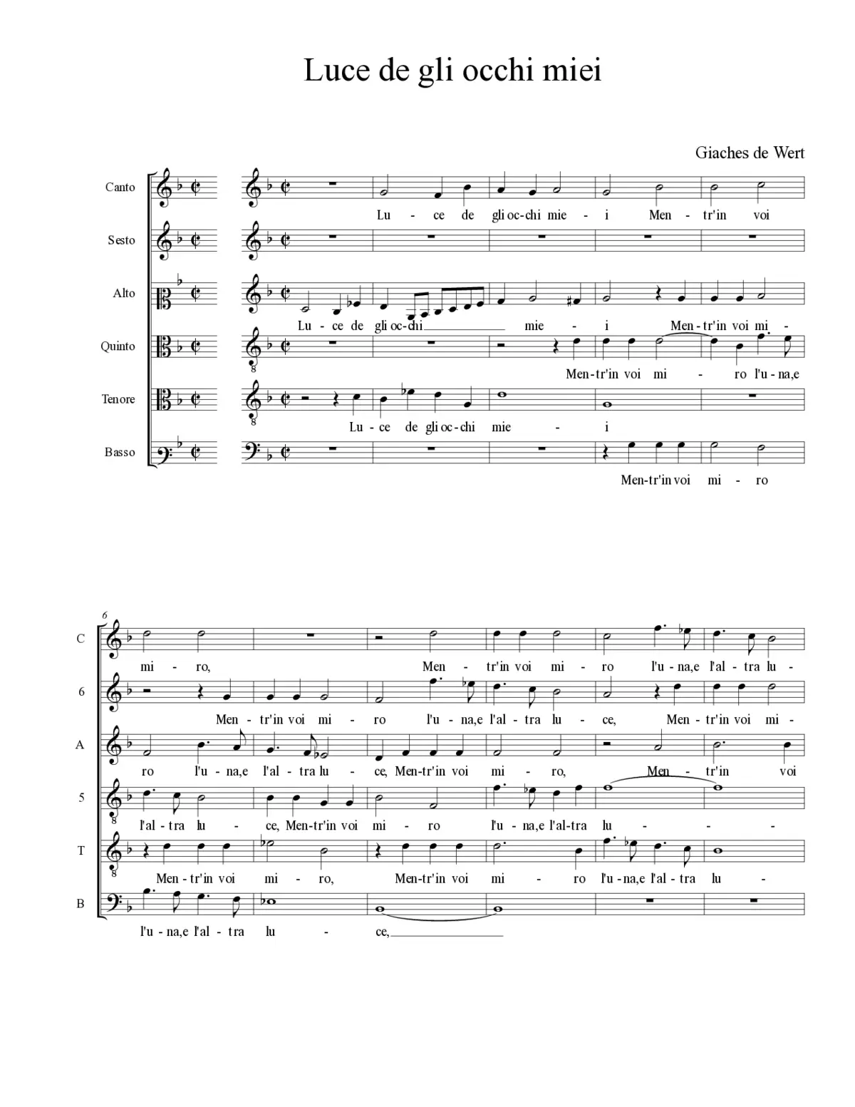 Luce de gli occhi miei - Page 1