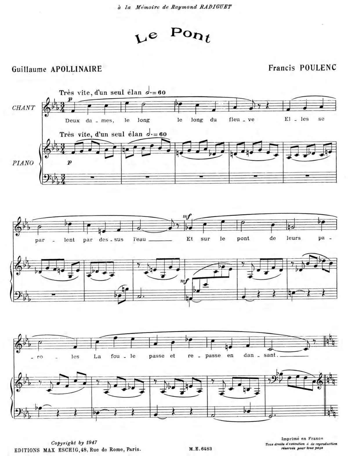 Deux Mélodies sur des poèmes de Guillaume Apollinaire - Page 1