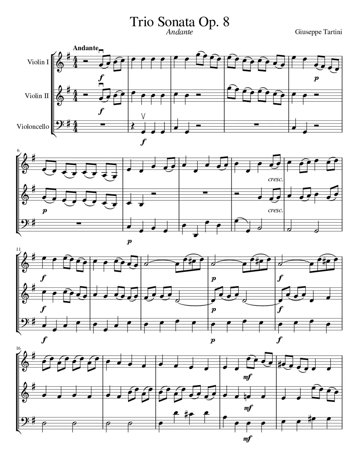 Andante from Trio Sonata Op. 8 - Page 1