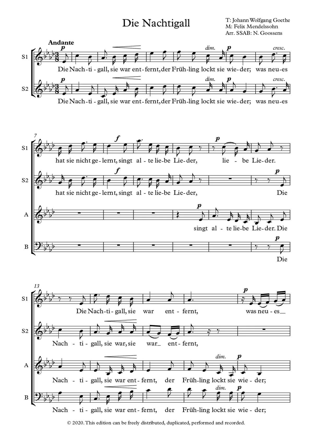 Die Nachtigall, Op. 59, No. 4 - Page 1