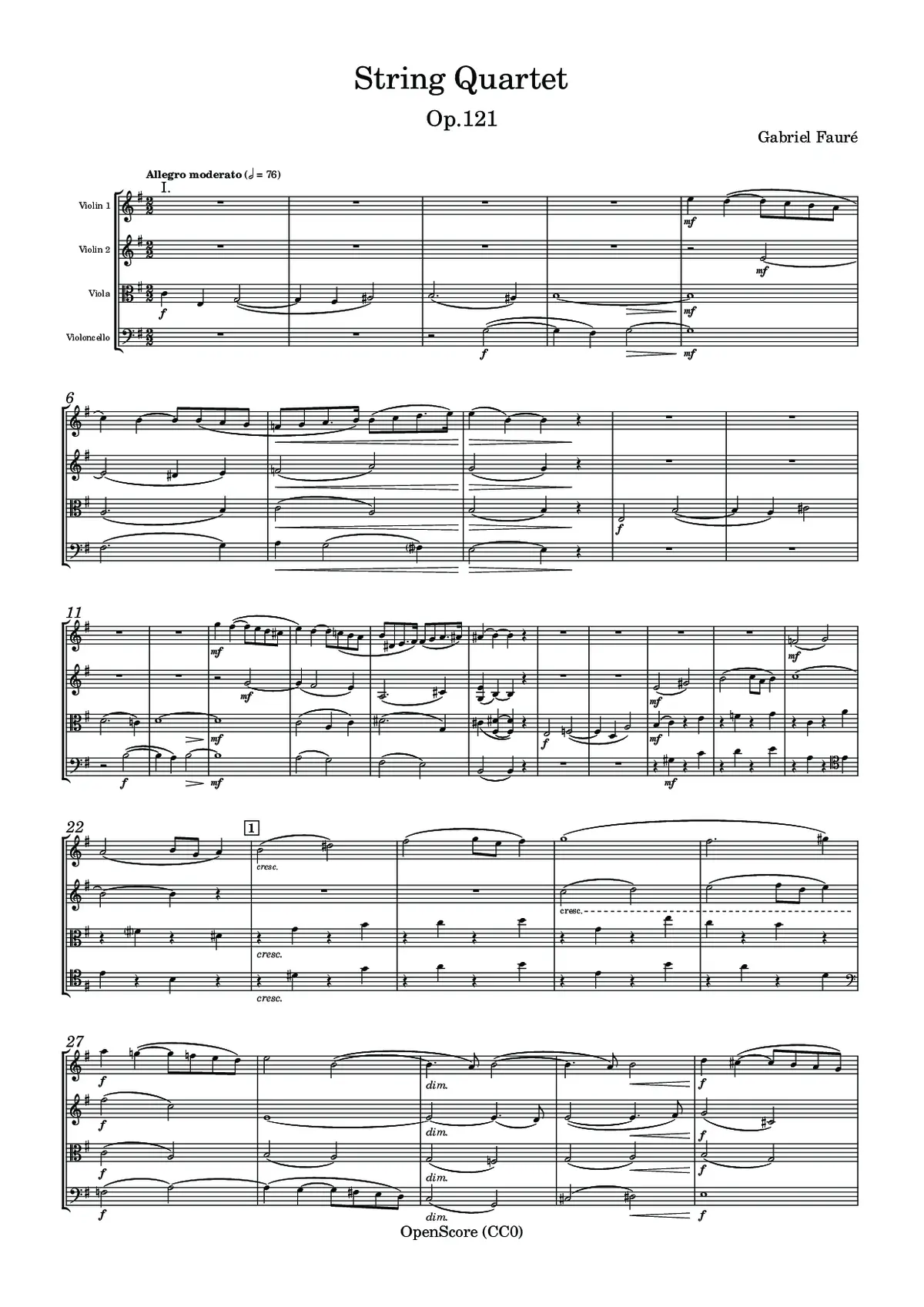 String Quartet, Op.121 - Page 1