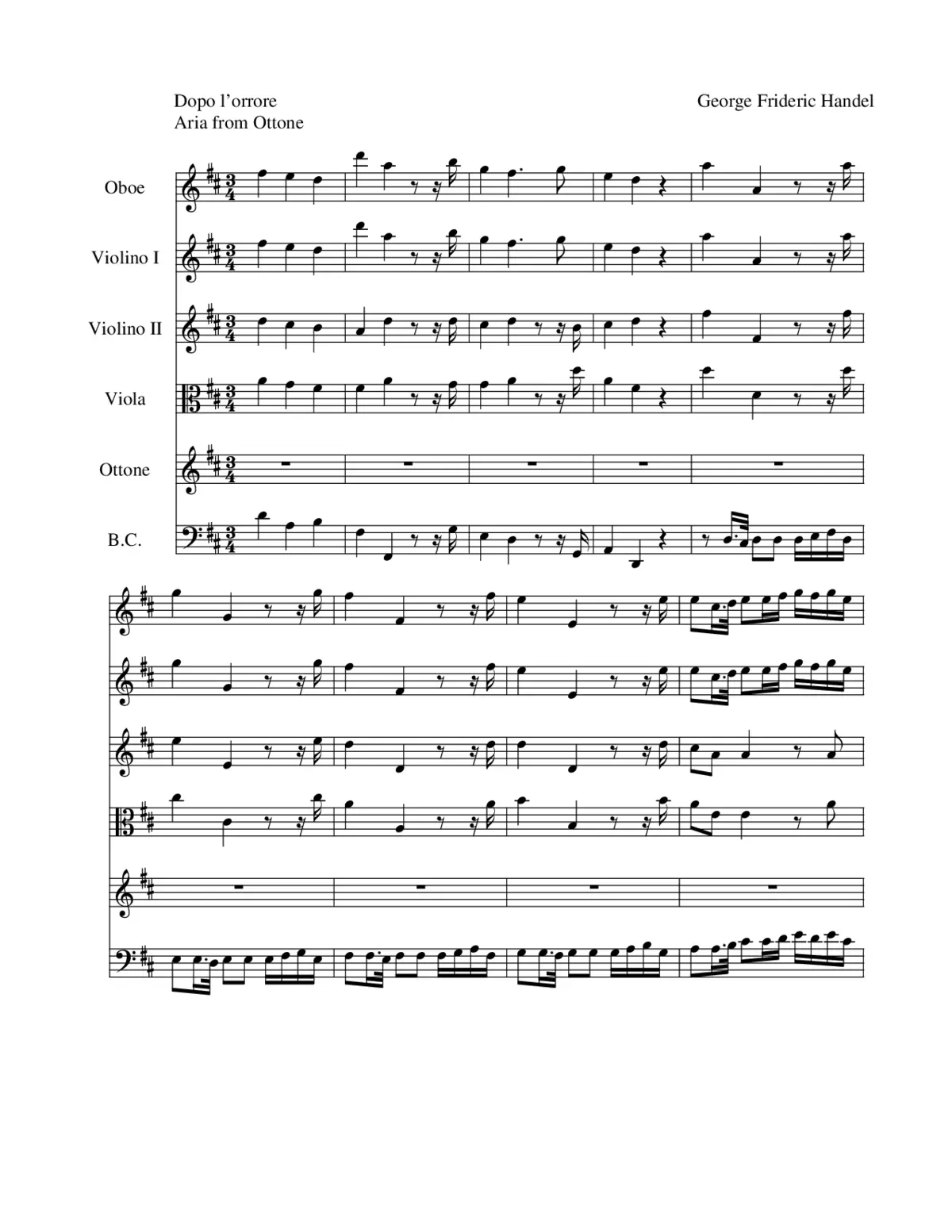 Dopo l'orrore (aria from 'Ottone') - Page 1