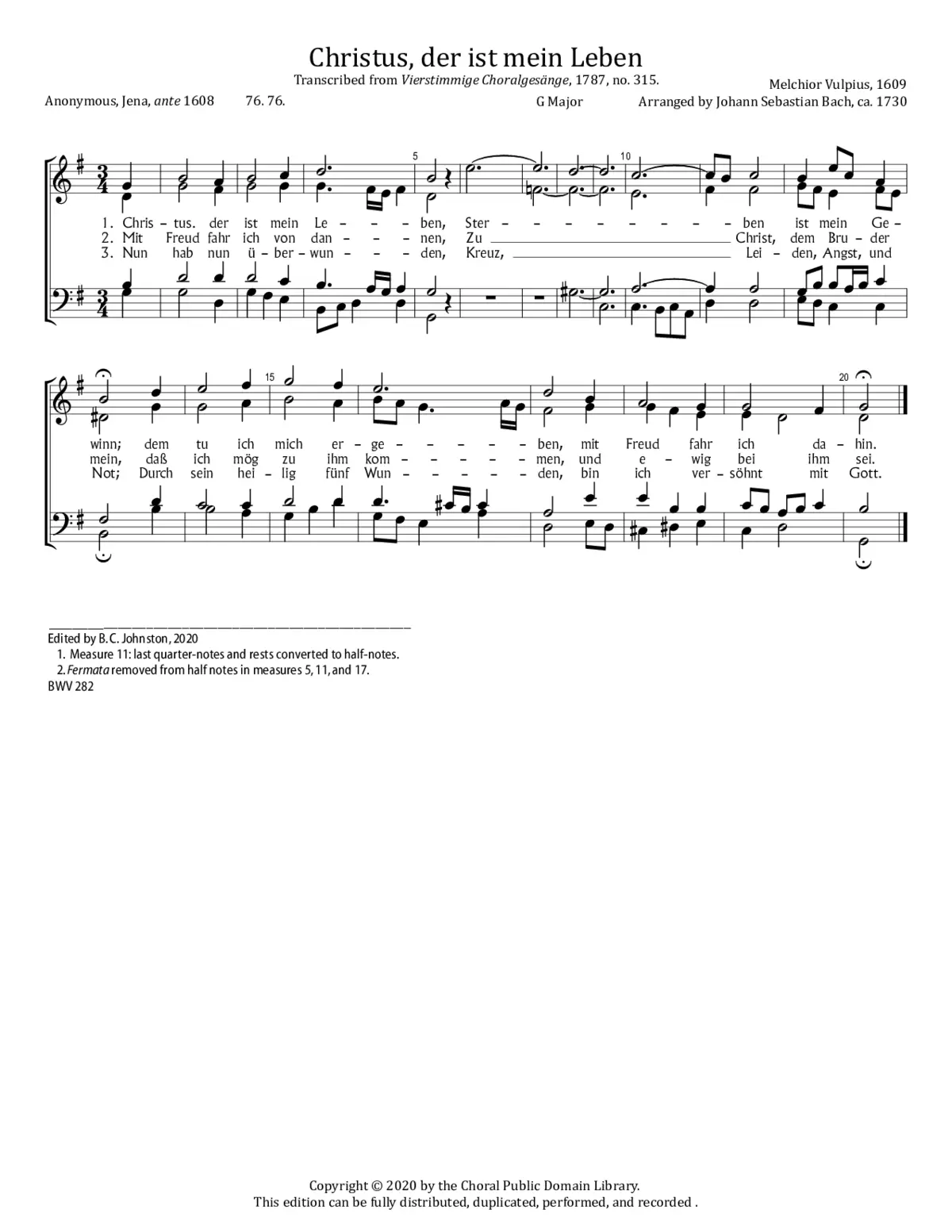 Christus, der ist mein Leben, BWV 282 - Page 1