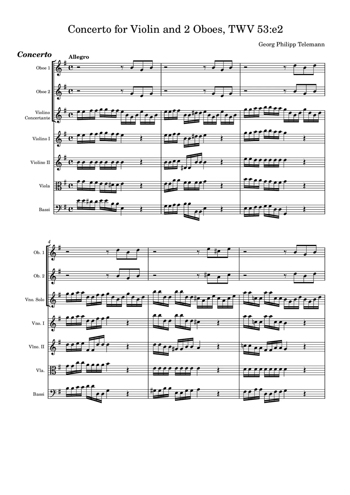 Concerto for Violin and 2 Oboes - Page 1