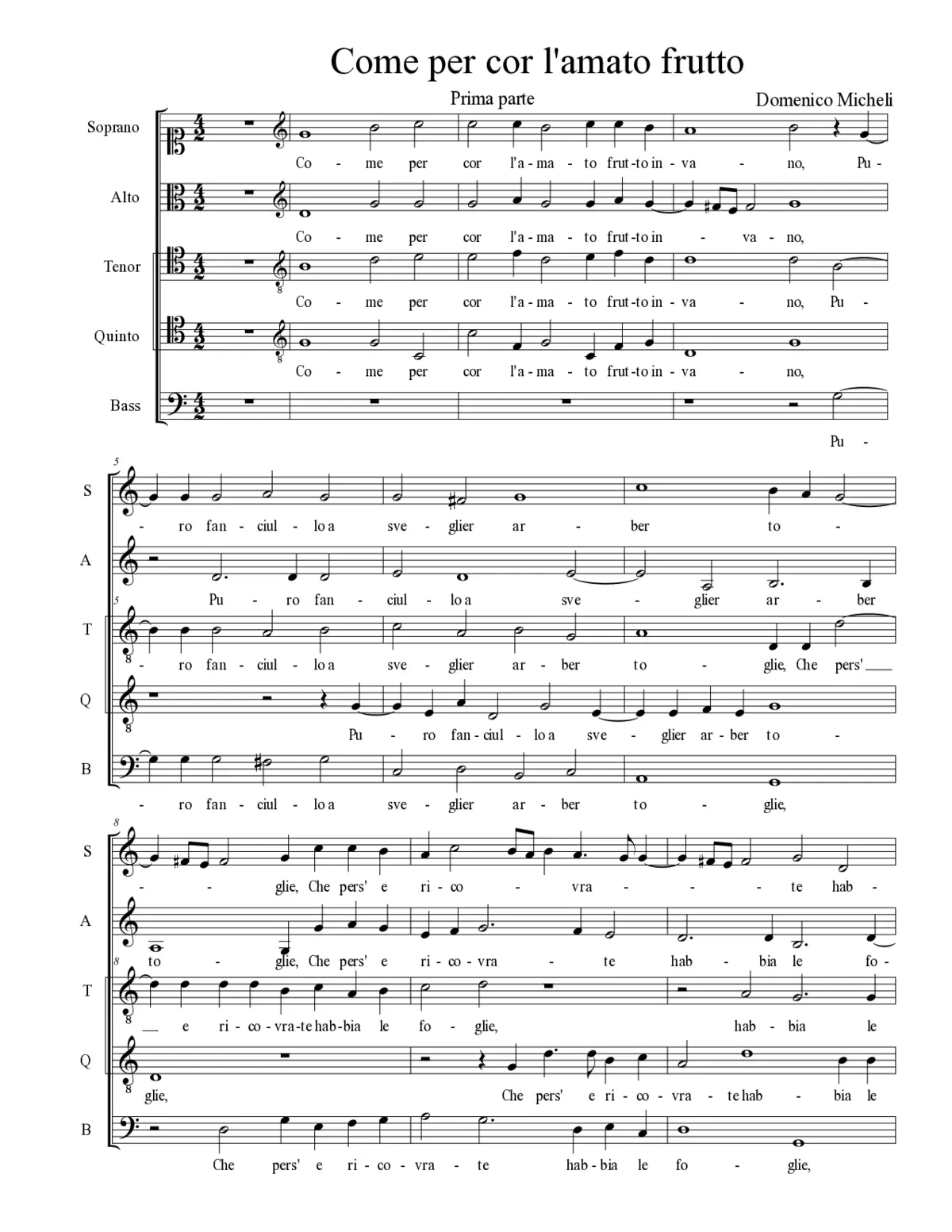 Come per cor l'amato frutto - Page 1