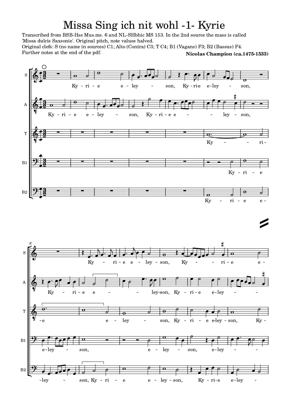 Missa Sing ich nit wohl - Page 1