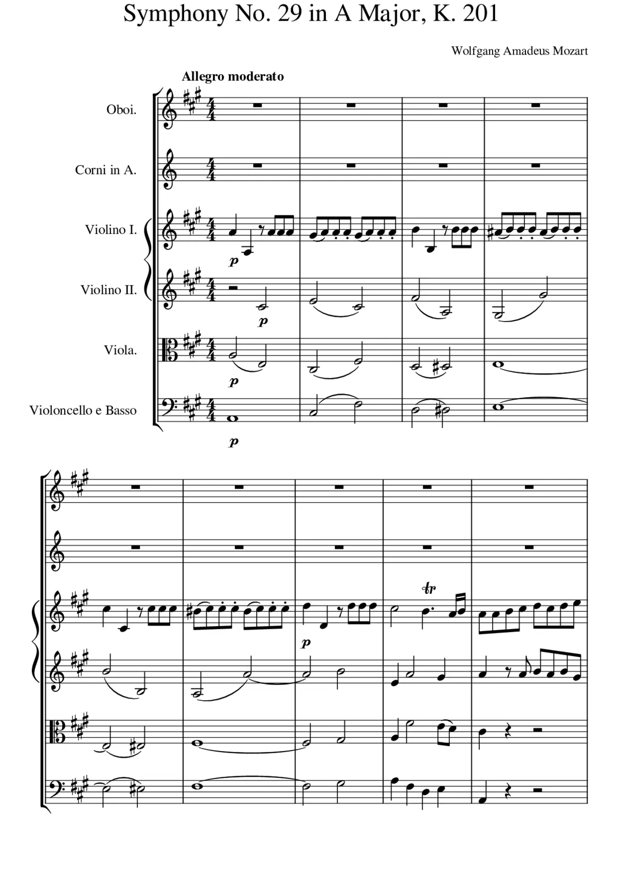 Symphony No.29 in A major K.201/186a - Page 1