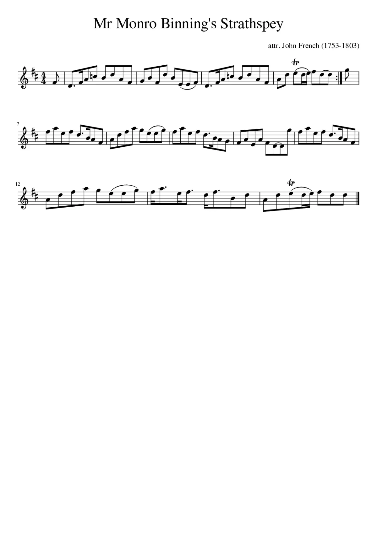 Mr Monro Binning's Strathspey - Page 1