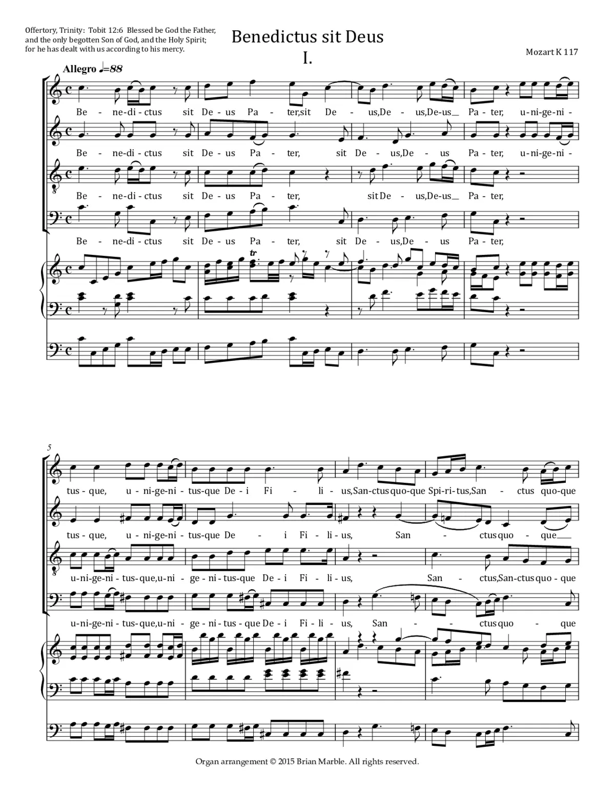 Benedictus sit Deus, KV 117 - Page 1