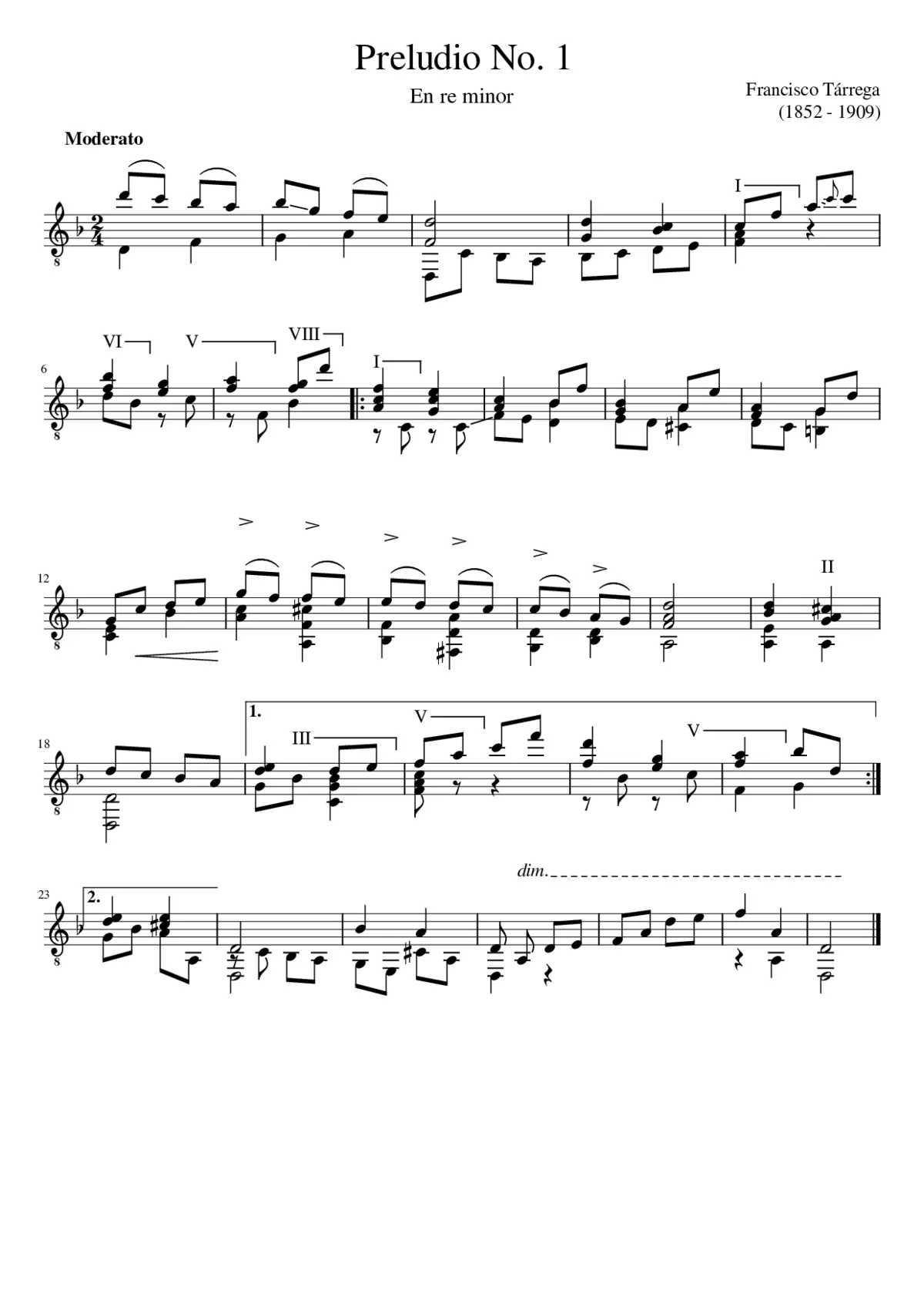 Francisco Tárrega - Preludio No. 1 - Page 1