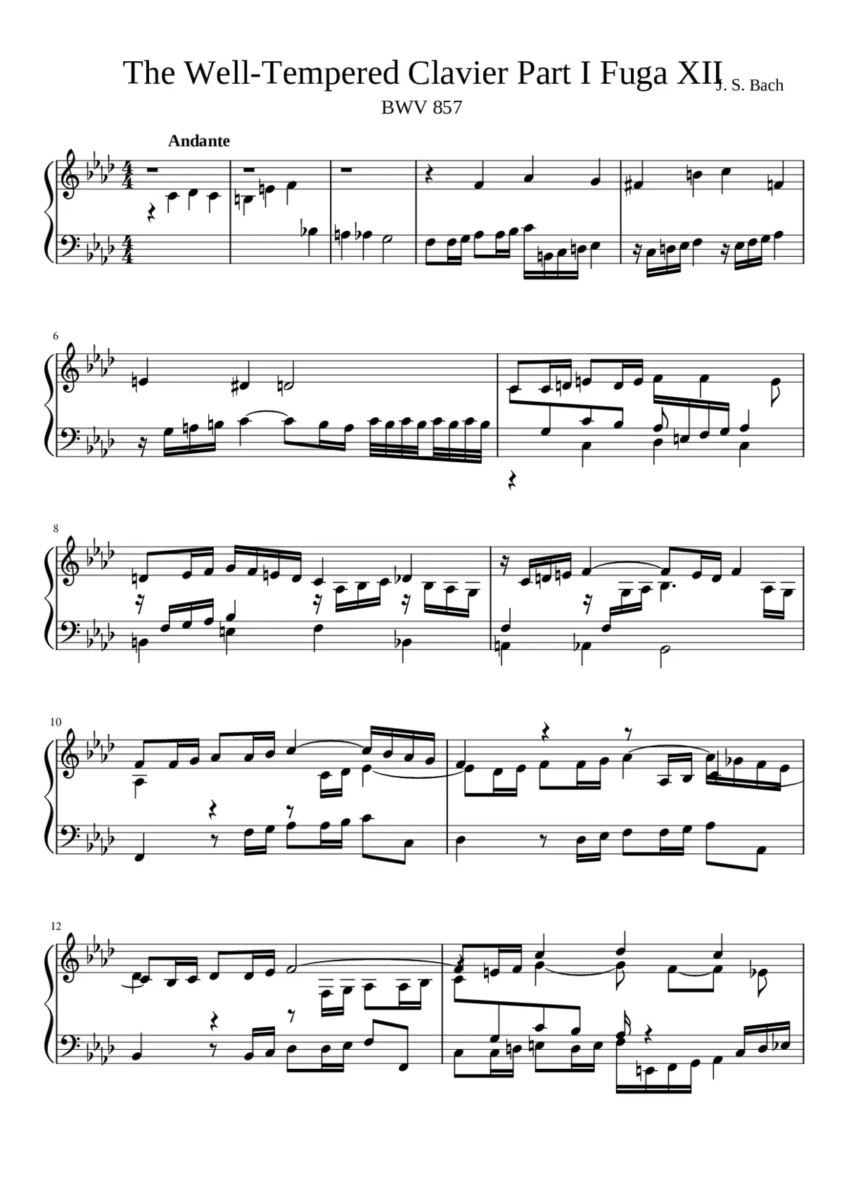 Prelude and Fugue in F minor BWV 857 - Page 1
