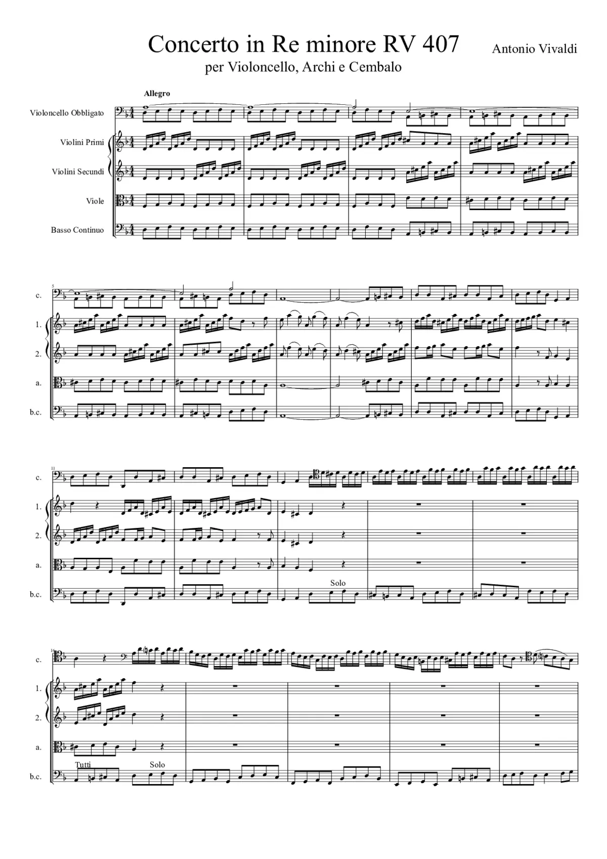 Cello Concerto in D minor - Page 1