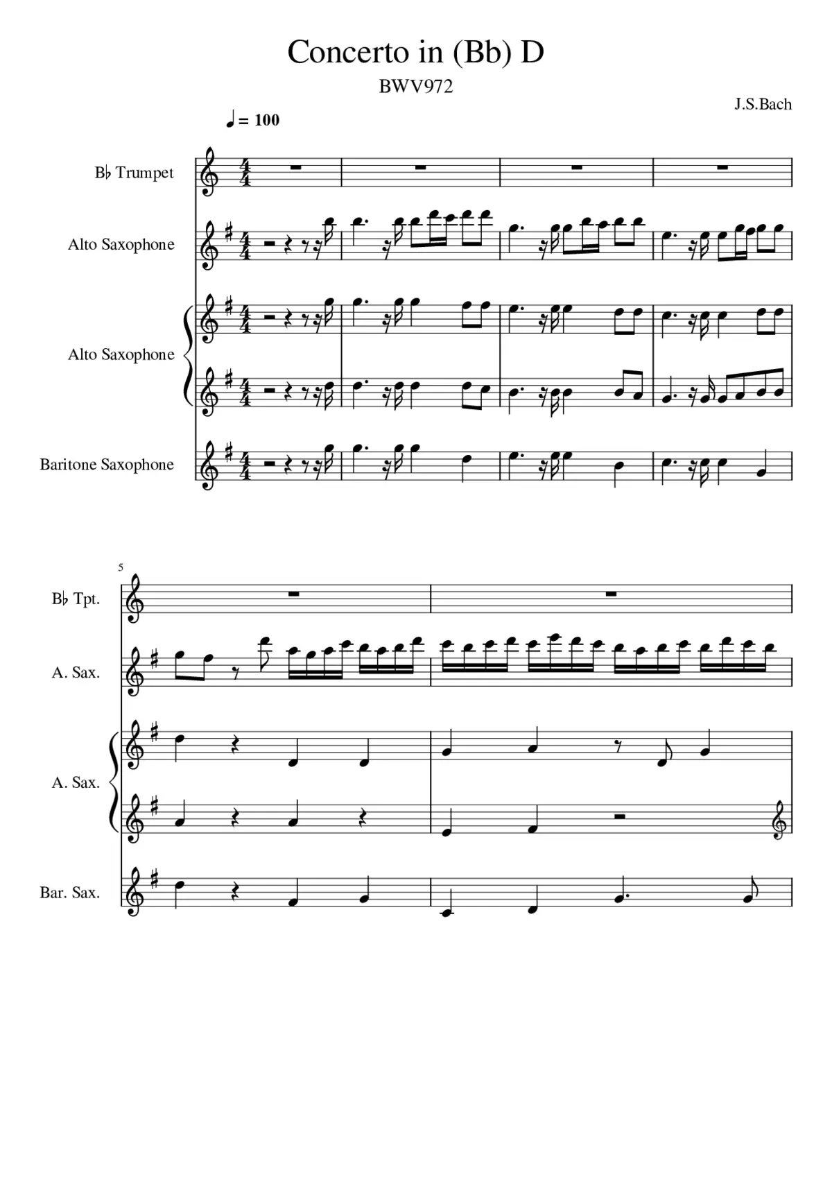 bwv 972 concerto after vivaldi op 3 no 9 1 allegro duet - Page 1