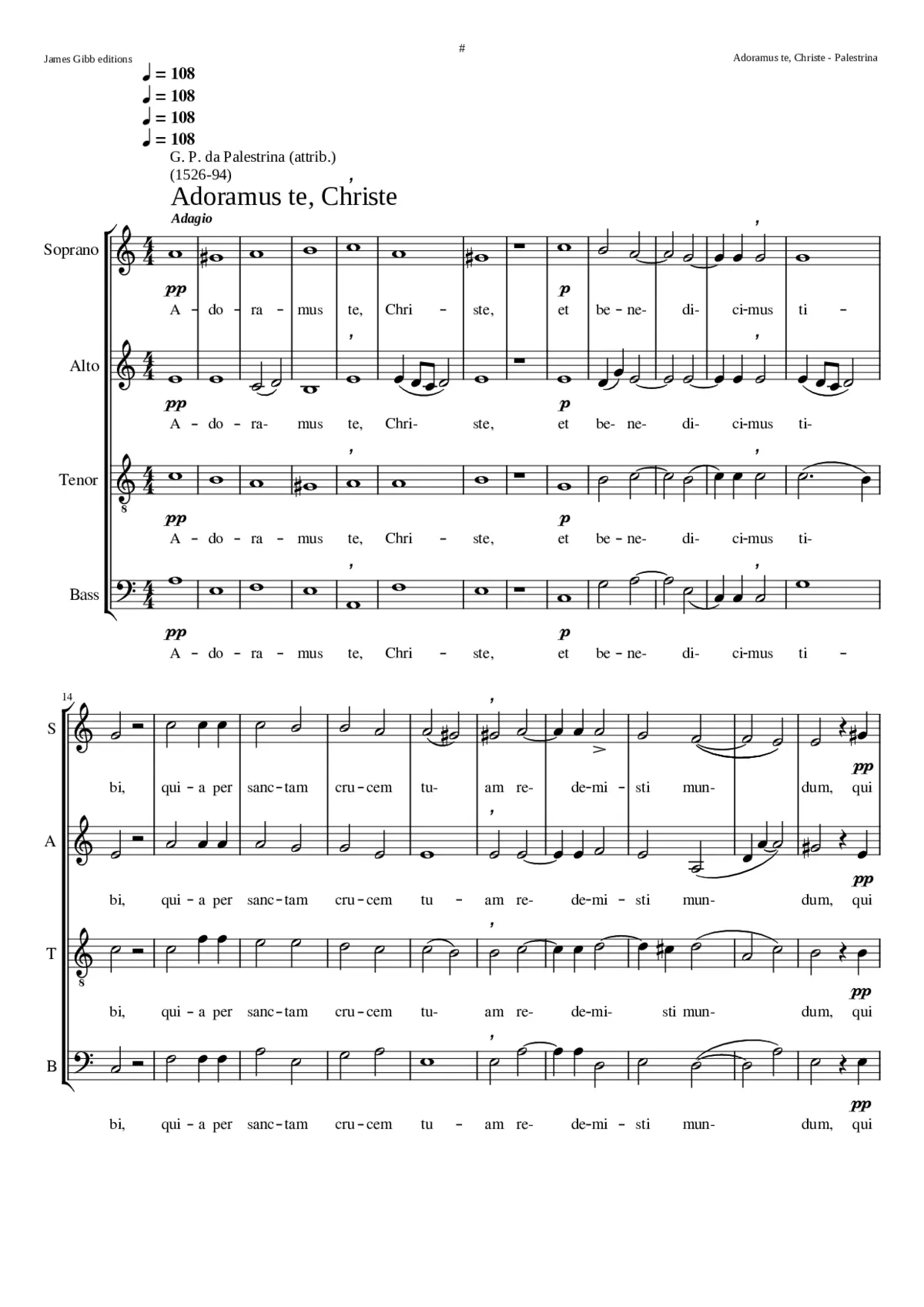 Adoramus te (not to be confused with 2 authentic settings) - Page 1