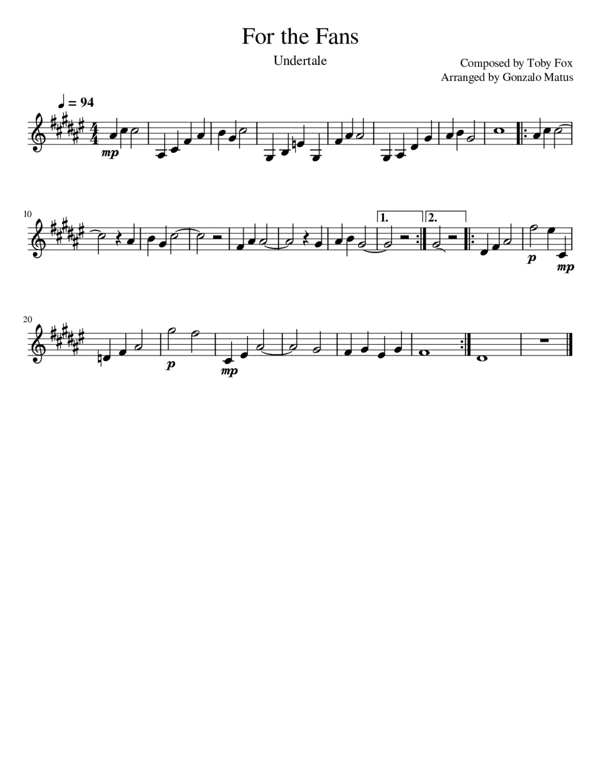 For the Fans - Violin Solo - Page 1