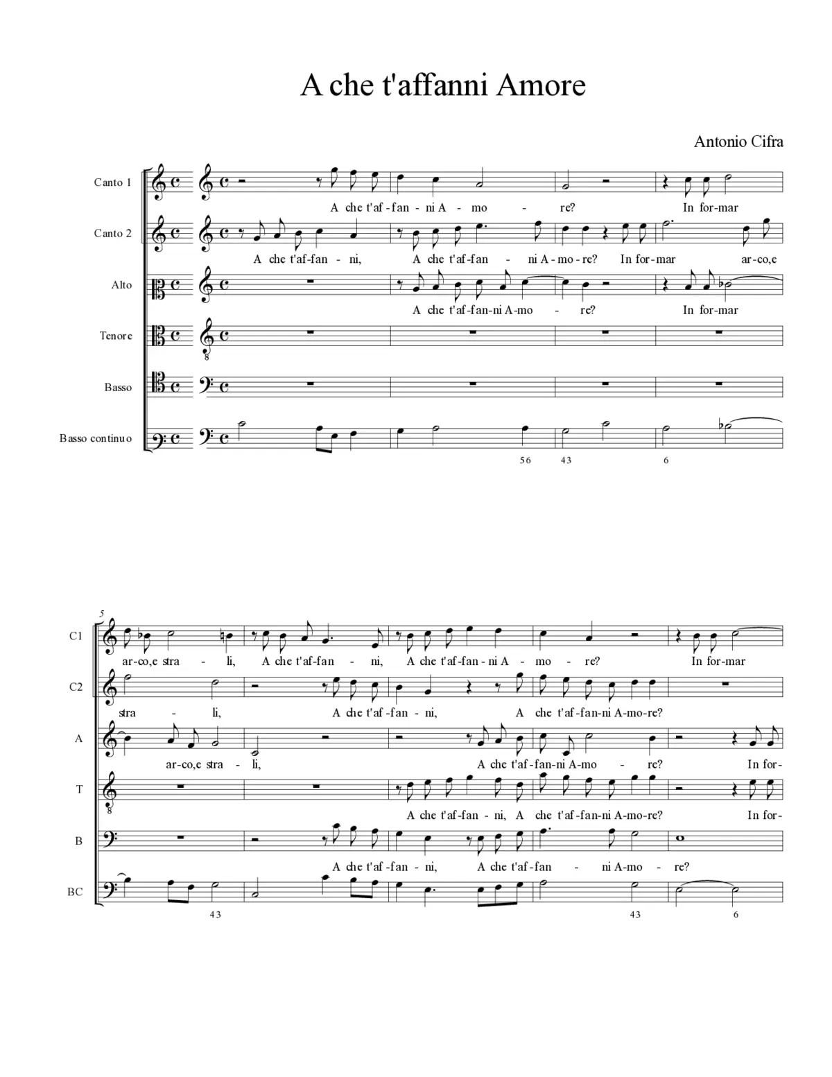 A che t'affanni Amore - Page 1
