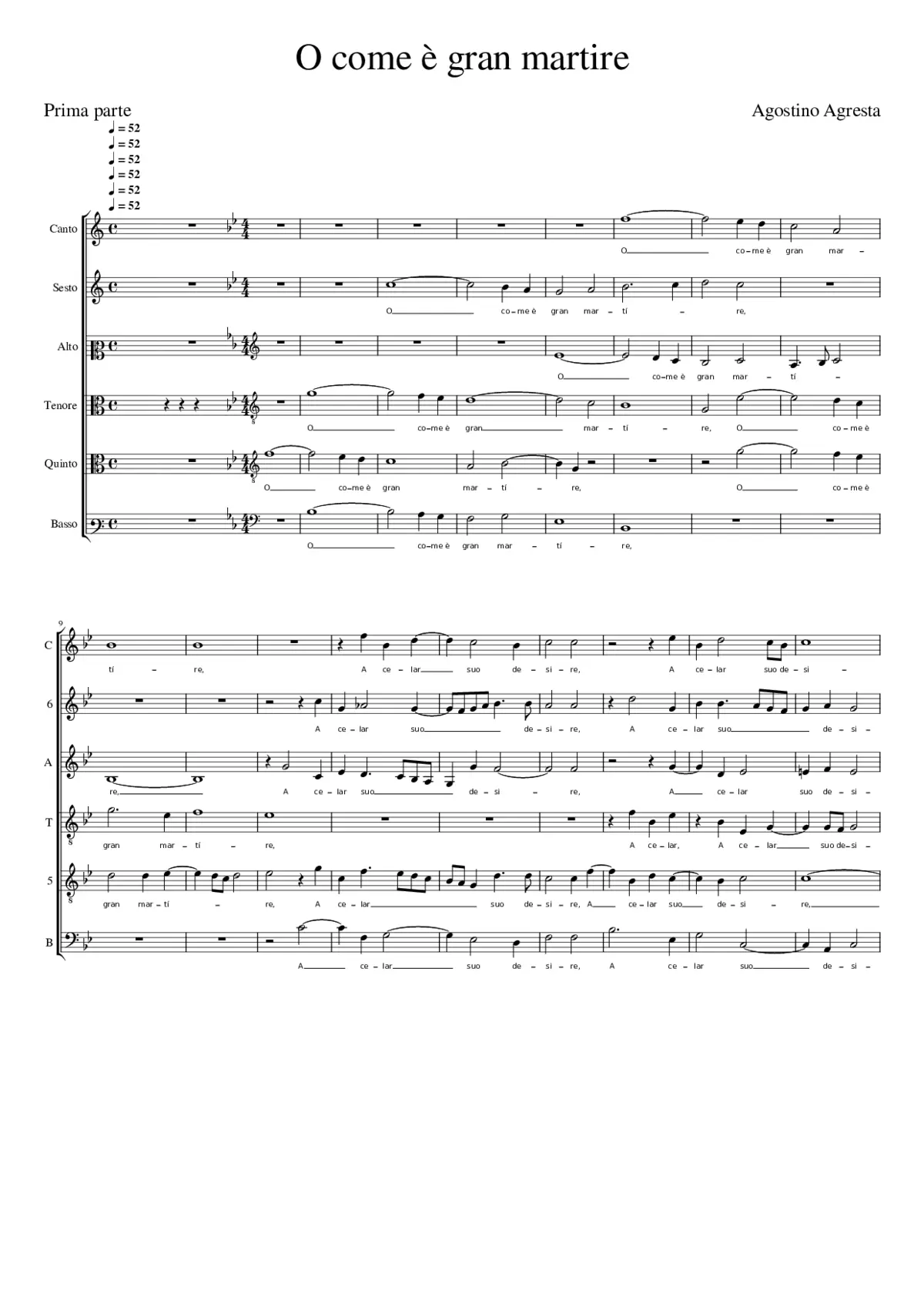 O come è gran martire - Page 1