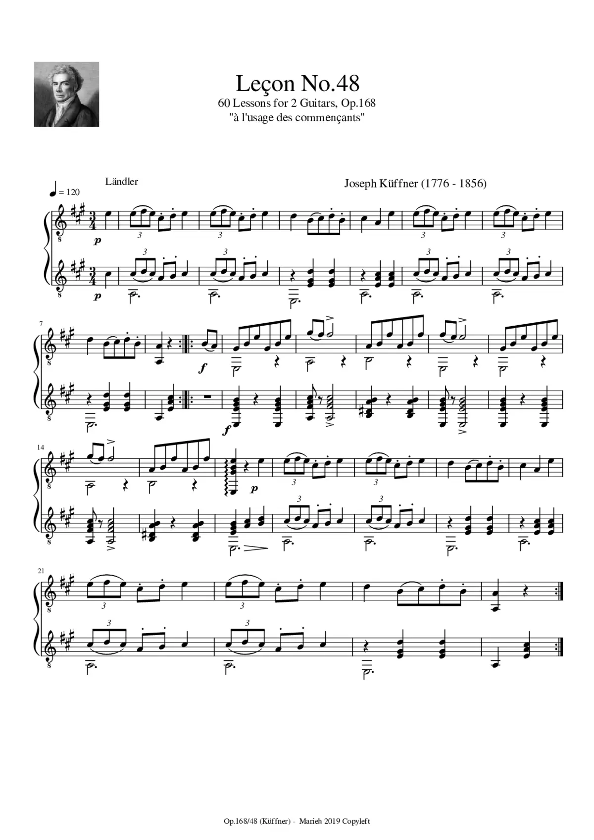 60 Lessons for 2 Guitars Op.168 - Page 1