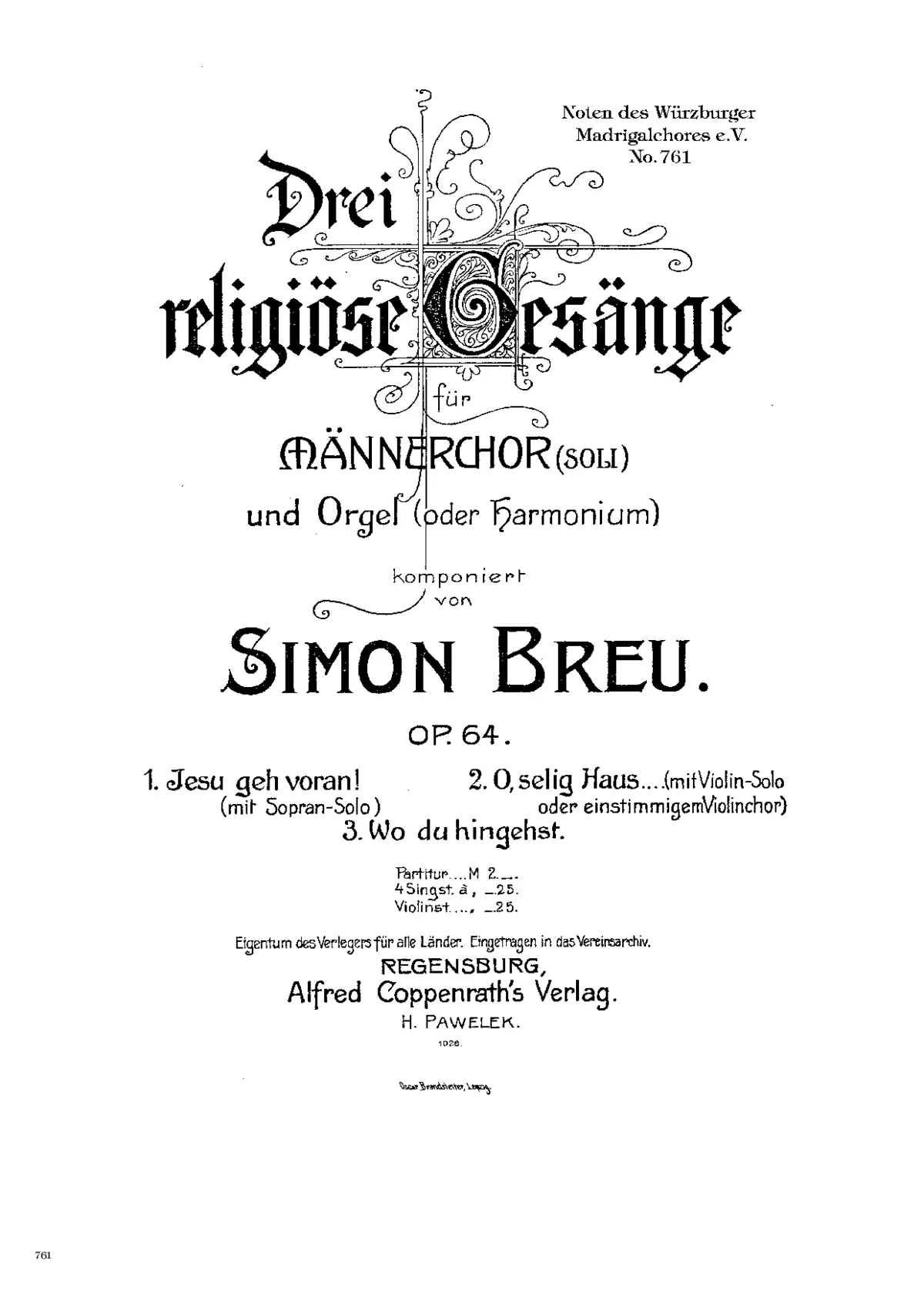 3 Religiöse Gesänge - Page 1
