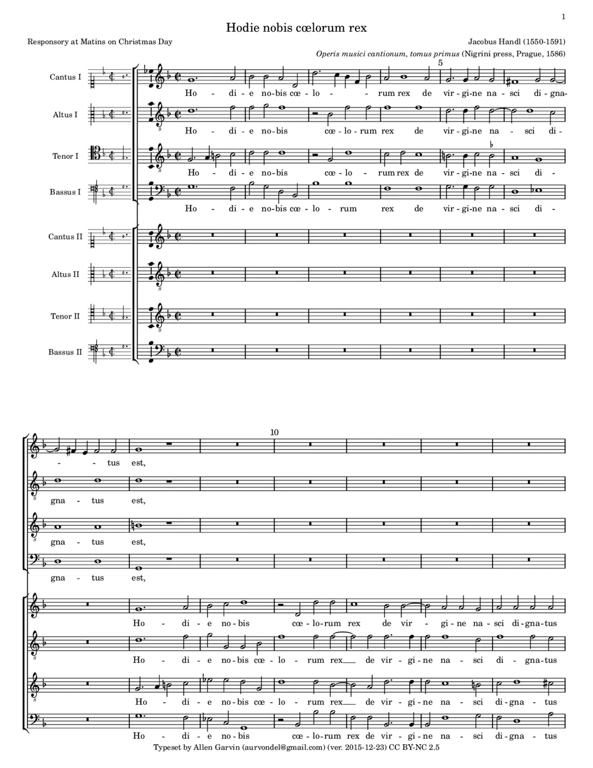 Hodie nobis cœlorum rex - Page 1