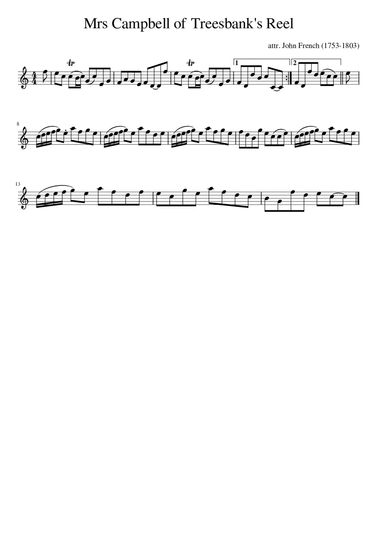 Mrs Campbell of Treesbank's Reel - Page 1