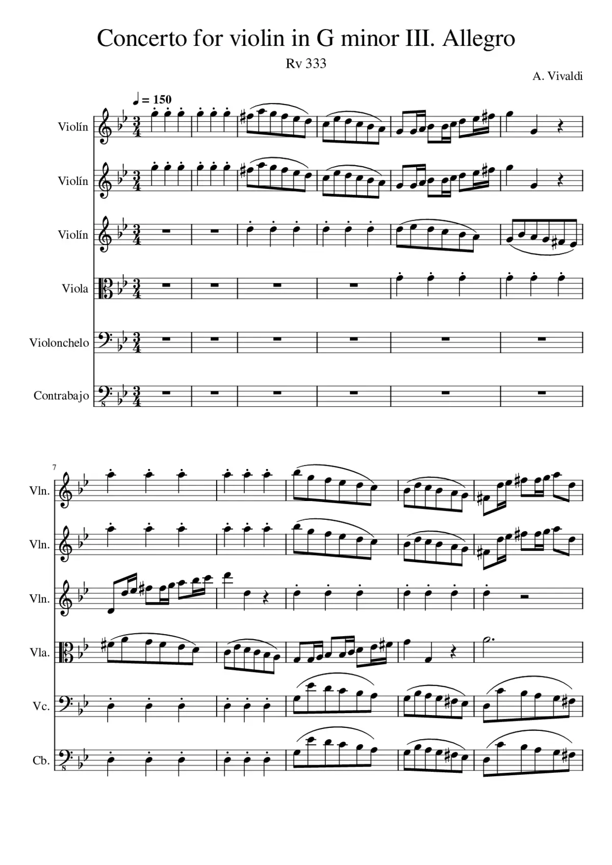 Violin Concerto in G minor RV 333 - Page 1