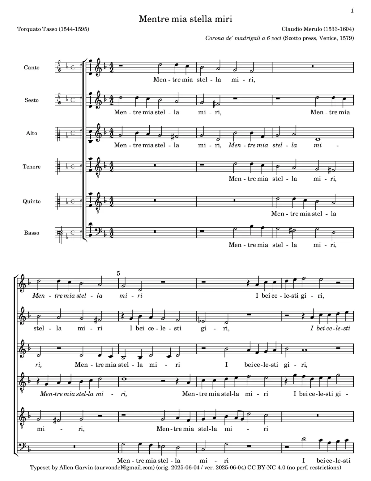 Mentre, mia stella, miri - Page 1